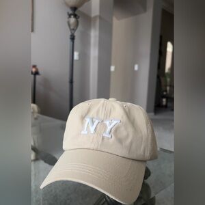 Beige NY Embroidered Baseball Cap